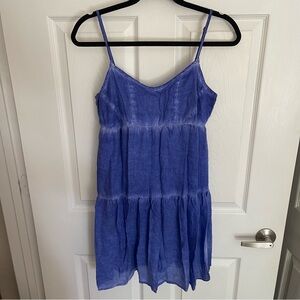 Olive + Oak‎ Sundress Spaghetti Strap Distressed Blue Chambray Style S Bohemian
